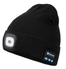 Bluetooth Beanie with a Light, Unisex USB Rechargeable 4 LED Fashlight Hat wi...