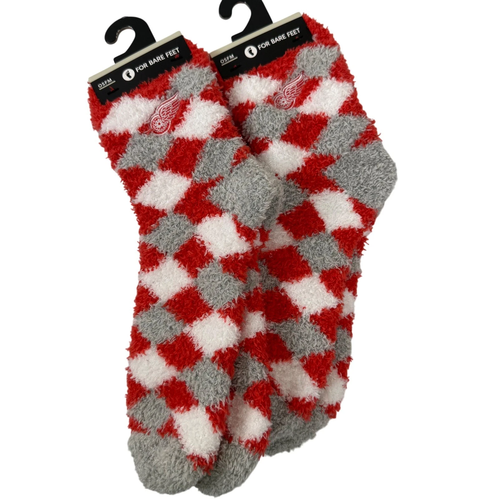 Detroit Red Wings NHL Fuzzy Socks One Size Fits Most For Bare Feet Men Womens