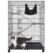 Collapsible 4-Tier Cat Cage with Hammock - Perfect for 2 Adult Cats  Kittens