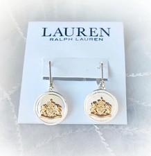 🎄💛Christmas Deal✨Lauren Ralph Lauren Two Tone Crest Drop Earrings Gold/Silver✨