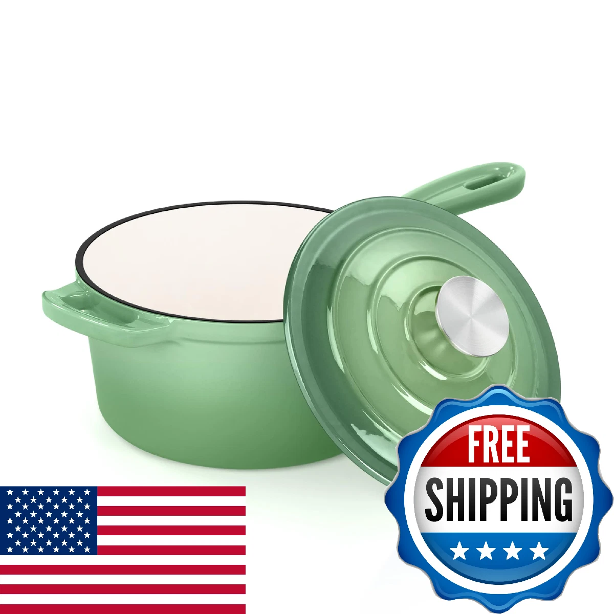 E-far Enameled Cast Iron Sauce Pan with Lid, 1 Quart Dutch Oven Saucepan, Mini S