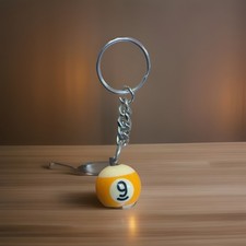 Vintage 9-Ball Pool Ball Keychain Ball Key Chain