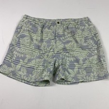 Tommy Bahama Swim Trunks Mens XL Green Gray Hawaiian Floral Mesh Lined Drawcord
