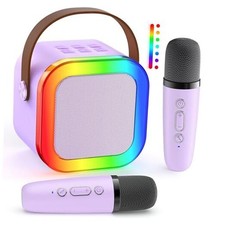 Mini Karaoke Machine: Mini Karaoke Machine with 2 Wireless Karaoke Purple