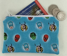 Coin Purse Kids Wallet Iron-Man Thor Marvel Comics Gift idea Handmade in UK