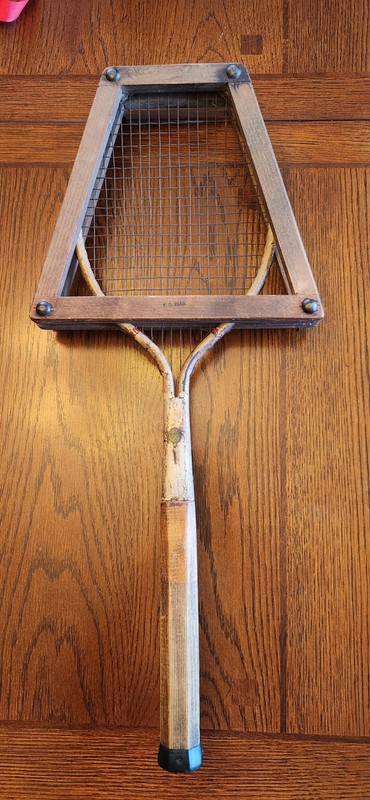 Vintage Dayton Cadet Metal And Wood Tennis Racket With Wire Strings