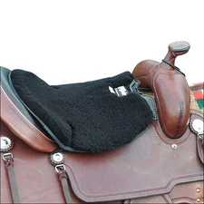 Western Saddle Long Fleece Tush Cushion, Black