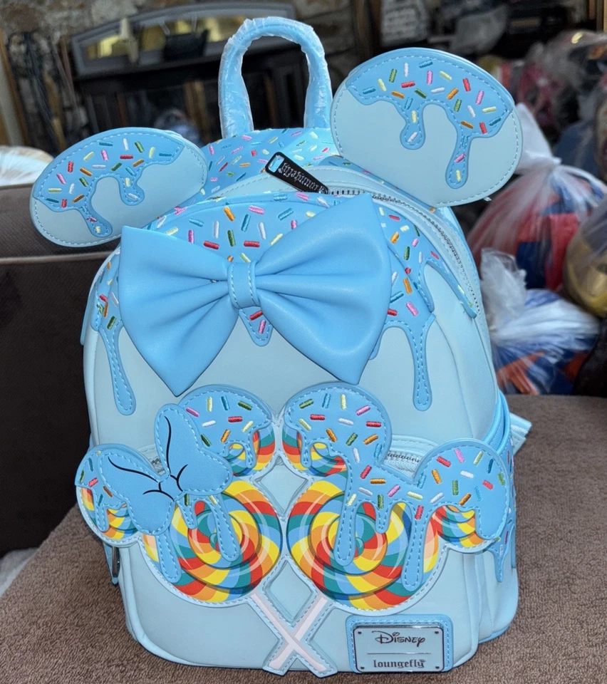 Mini Mochila Loungefly Disney Minnie Mouse Lollipop Sprinkles Nueva con Etiquetas Parque Disney Foto 2 de 4