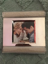 LENOX Enameled Mini Picture Frame 2x2 Photo Faux Pearl Silverplate