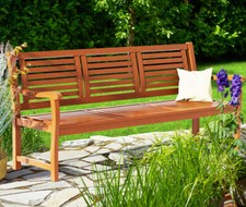 Banc de jardin 3 places eucalyptus pré-huilé Certifié FSC® pour balcon terrasse
