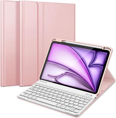 Backlit Bluetooth Keyboard Case for iPad Air 11-inch M2 (2024) TPU Back Cover