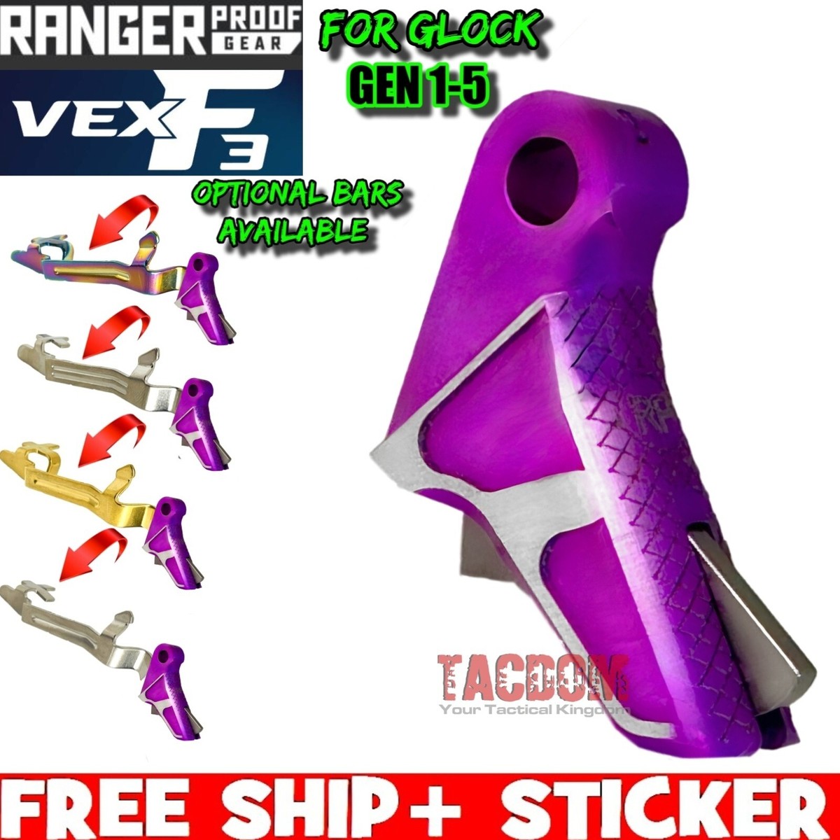 RANGER PROOF with Johnny GLOCK VEX F3 TRIGGER PURPLE v2 17 19 43x
