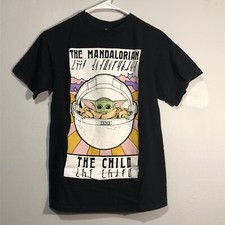  S Mandalorian the child baby yoda pop art t-shirt black Star Wars