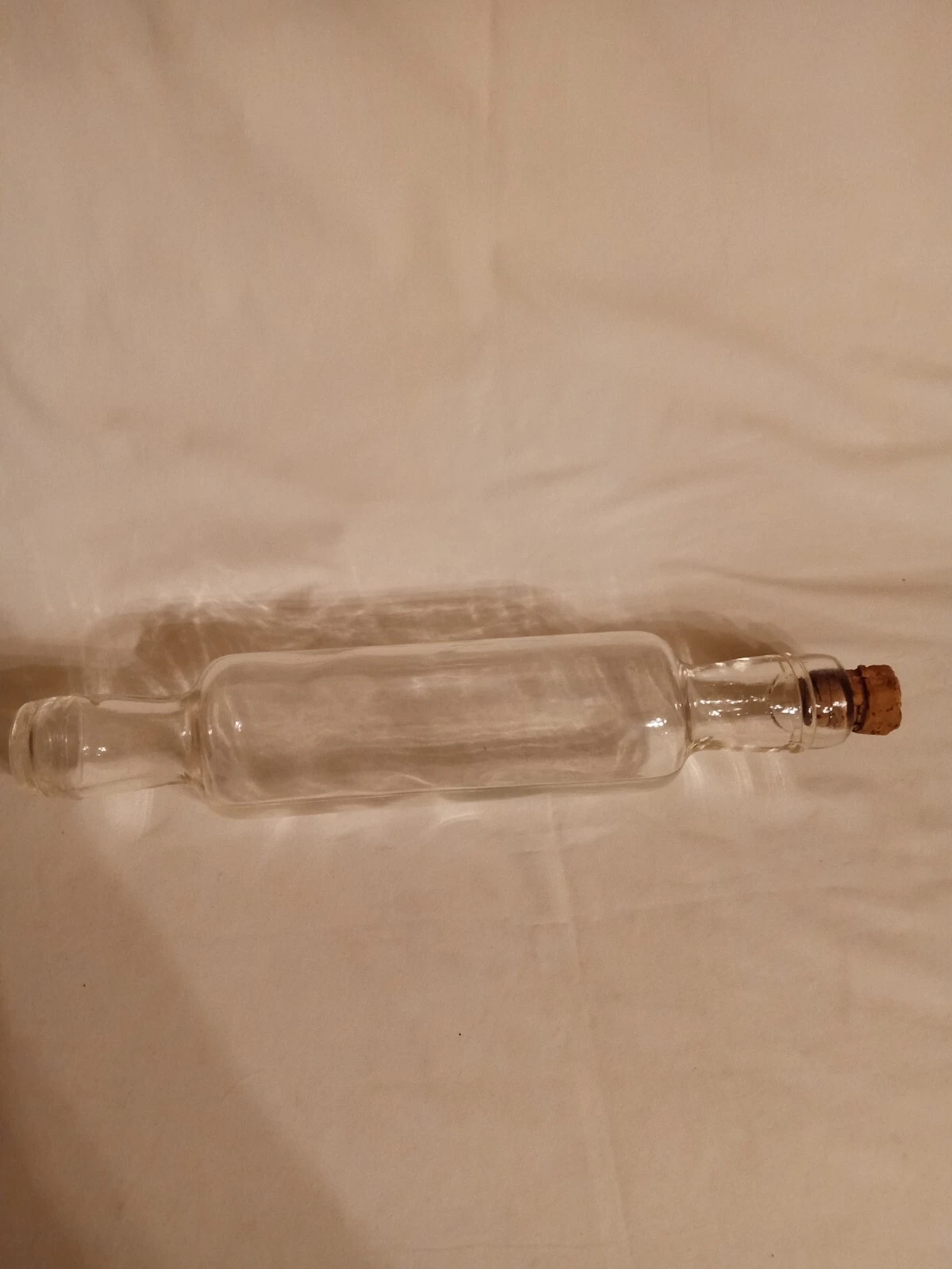 Vintage Clear Glass Hollow Rolling Pin with Cork Stopper 14” Long