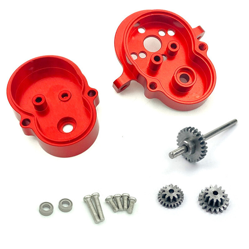 Aluminum Gearbox w/ Metal Motor Gear for WPL D12 1/10 RC Truck Upgrade Parts