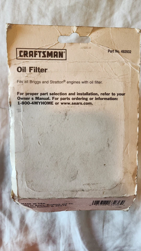 Filtro de aceite Craftsman para cortacésped de motor Briggs & Stratton Tecumseh 7124603 Foto 2 de 2