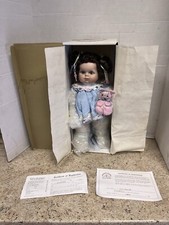 World Gallery Buttons  & Bows 16” All Porcelain Doll W/ Certificate & Stand