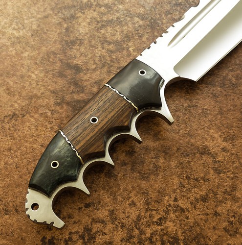 IMPACT CUTLERY RARE CUSTOM D2 FULL TANG FULLER BOWIE KNIFE BONE HANDLE - Picture 5 of 9