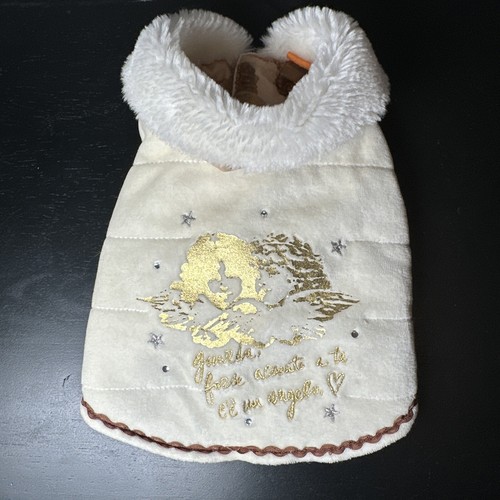 fiorucci Italy Y2K S Pet Dog Jacket Angels Stars Crystals Snap Closure Winter
