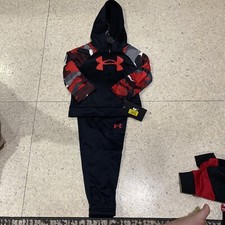 NWT Under Armour Baby Boys Black Red Camo Light Trails Hoodie Set Sz 12 Months