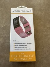 NIB WithIt - Woven Nylon Band for Fitbit Charge 4 & Charge 3 (Pink) - NEW in Box