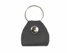 Soft Lamb Skin Leather Pick Holder Key Ring Snap Covered Brown