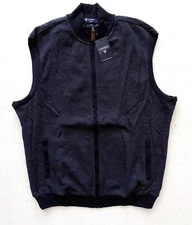 Daniel Cremieux Vest Classics Nwt Blue Birdseye Weave Zip Front Cotton Blend XL