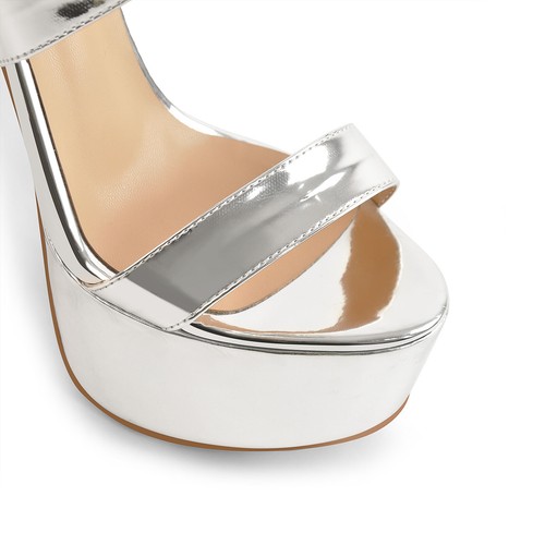Sandalias con cremallera trasera de tacón alto para mujer Onlymaker de plataforma cruzada con correa al tobillo - Imagen 17 de 50
