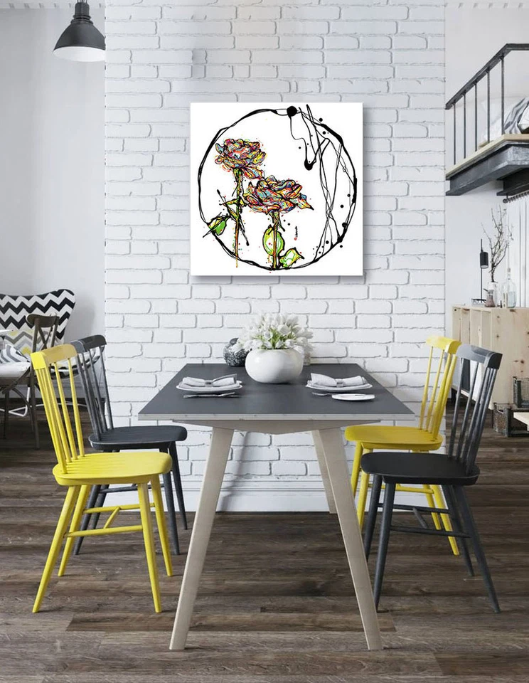 Arte de pared acrílico Epic Graffiti "Inked Roses", 24" x 24" Foto 3 de 4