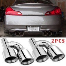 2pcs 2.5 In Quad 4 Outlet Dual Wall Exhaust Tip Slant Cut For Infiniti G37 G35