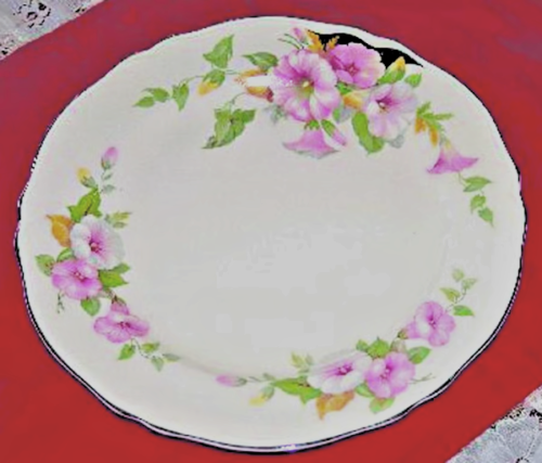 Edwin M. Knowles Morning Glory China  Black Accent 9 1/4 Luncheon Plate - Picture 1 of 1
