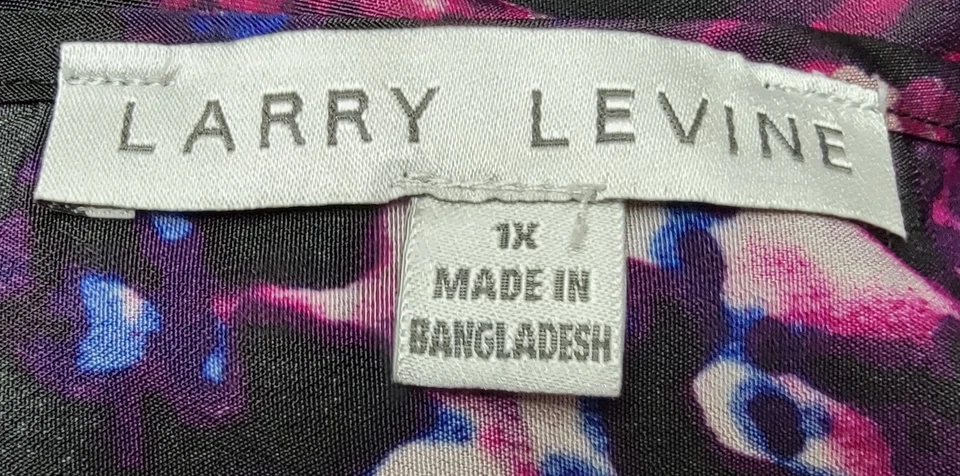 Blusa Top Camisa Larry Levine Mujer Talla 1X Multicolor Foto 2 de 4