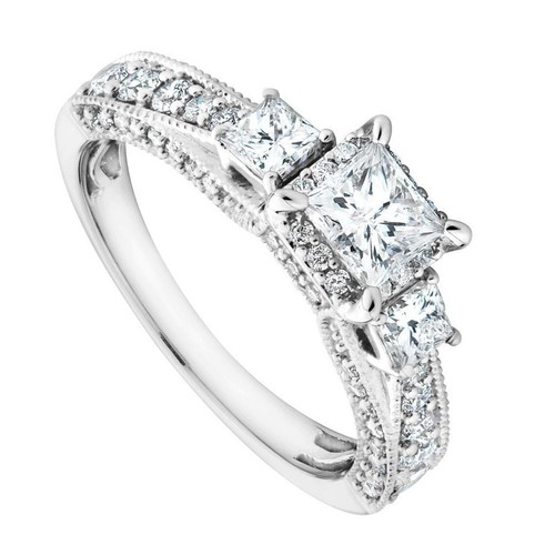 2.30 Ct Princess Cut Lab Created Diamond Wedding Ring 925 Sterling Silver Size 9 - Picture 2 of 5