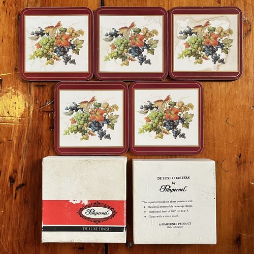 Set Of 5 Pimpernel Vineyard Grapes Design Coasters Made In England Old Money - Picture 1 of 4