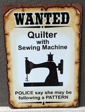 Novelty Quilting Sewing Machine Aluminum 8X12 Sign, Craft Room Metal Wall Decor