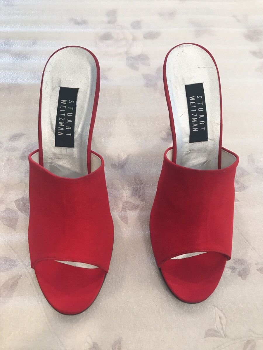 stuart weitzman red high Heels Material Open Back Shoes Sz10 stuart weitzman red high Heels Material Open Back Shoes Sz10