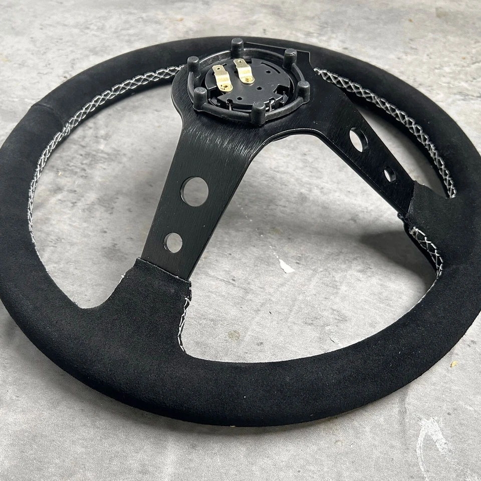 CROSS RACE БЫСТРЫЙ ВЫПУСК 350 ММ 3 «ГЛУБОКАЯ ТАРЕЛКА ЗАМШЕВЫЙ ЧЕРНЫЙ ДРЕЙФ РУЛЕВОЕ КОЛЕСО США - Изображение 3 из 4