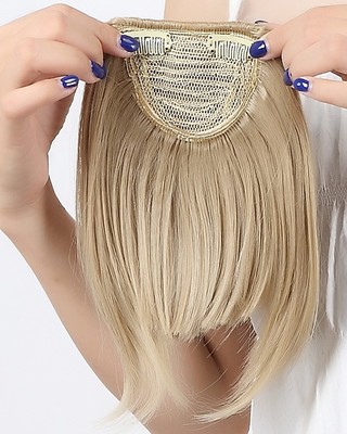 100% Natural Thin Bangs Fringe Clip in Hair Extensions As Human Front Bang Blond