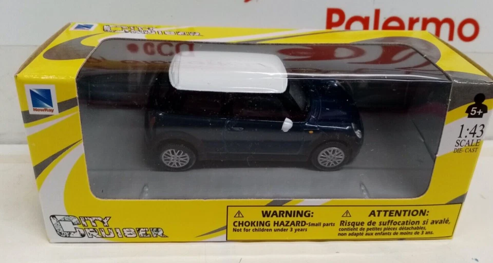 NEWRAY 1/43 - MINI COOPER BLU CON TETTO BIANCO - Immagine 2 di 2
