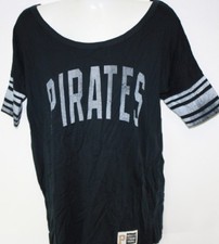 NEW Womens MLB Pittsburgh Pirates '47 Brand Baseball Black Short Sleeve Shirt
