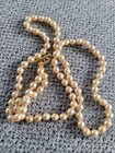 Vintage Faux Pearl Beaded Necklace w Gold Toggle Clasp J2 Knotted Beads — photo 8