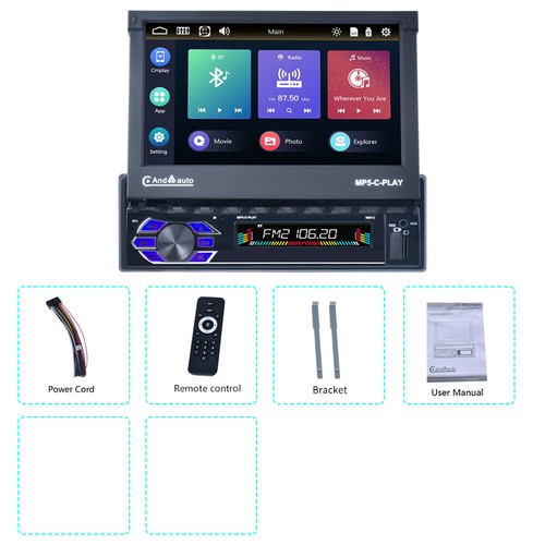 7'' Single Din Car Stereo Flip Out Android Apple CarPlay FM BT Radio Head Unit - Picture 17 of 17