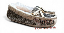 NEW IN BOX UGG WOMEN'S SYMONA FRILL BLACK BRONZE TWEED SLIPPERS LOAFERS SIZE 5