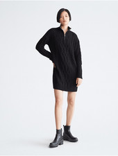 Calvin Klein Womens Zip Collar Knit Sweater Dress, Style # Cj2r0961 - Medium