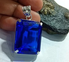 95.60 Ct Certified Natural Topaz 925 Solid Silver Emerald Pendant Loose Gemstone