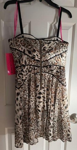 Betsey Johnson, Vintage Betsey Johnson Party Dress Size 6 - Black/Tan Leopard Print