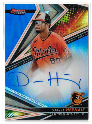 2022 Bowman's Best BLUE RC AUTO Darell Hernaiz! A's Puerto Rico Autograph /150