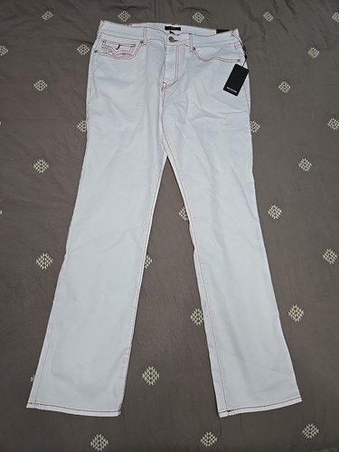 Jeans True Religion Uomo Taglia 36x34 Bianco Ottico Ricky Relaxed Dritto NUOVO - Foto 2 di 10