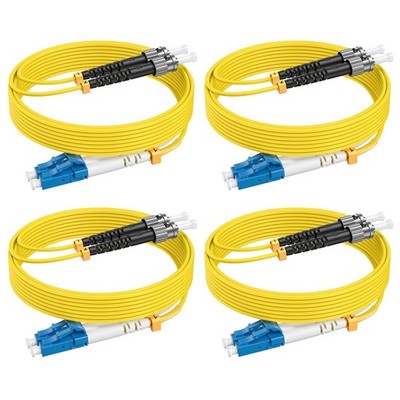 New OS2 LC to ST Fiber Patch Cable, 30ft/10m, 4 Pack