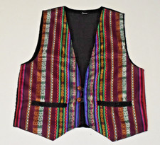 Vintage Vest Inca Market Size L 80s Woven Wool Handmade In Andes OOAK